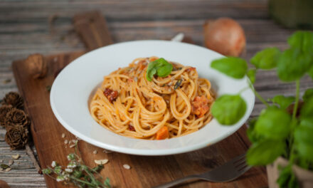 Spaghetti with tomato cream sauce