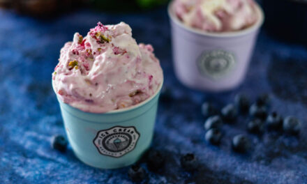 Yogurt Ice Cream with Berries and Pistachios